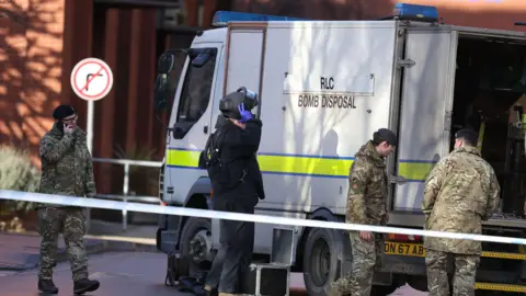 PA The bomb disposal squad at St James's Hospital in January 2023