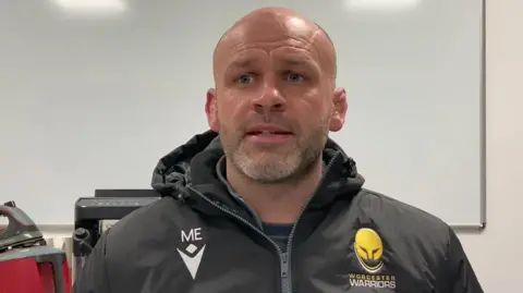 Worcester Warriors head coach Matt Everard giving a press conference