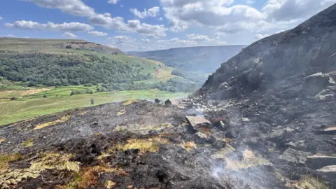 South Wales Fire and Rescue Service Countryside valley, half of which has been badly burned.
