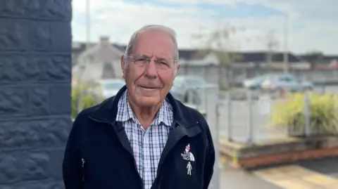 BBC News Picture of passenger John Davies at Pengam station 