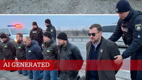 Facebook Men kneel on the ground on the road 