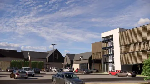 Tewkesbury Borough Council/Robert Hitchins A computer generated artist impression of what a new five-storey car park will look like