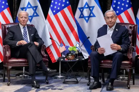 EPA US President Joe Biden and Israeli Prime Minister Benjamin Netanyahu during a meeting in Tel Aviv, Israel, on 18 October 2023