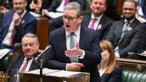 Sir Keir Starmer speaking from the despatch box during Prime Minister's Questions.