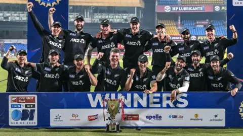 New Zealand with the ODI series trophy
