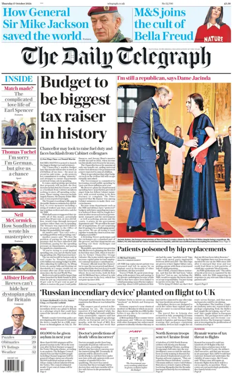 Daily Telegraph Daily Telegraph front page