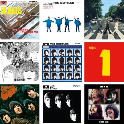 Montage of The Beatles albums