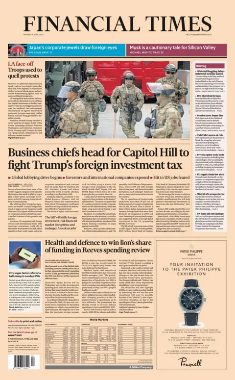  "Business chiefs head for Capitol Hill to fight Trump's foreign investment tax".