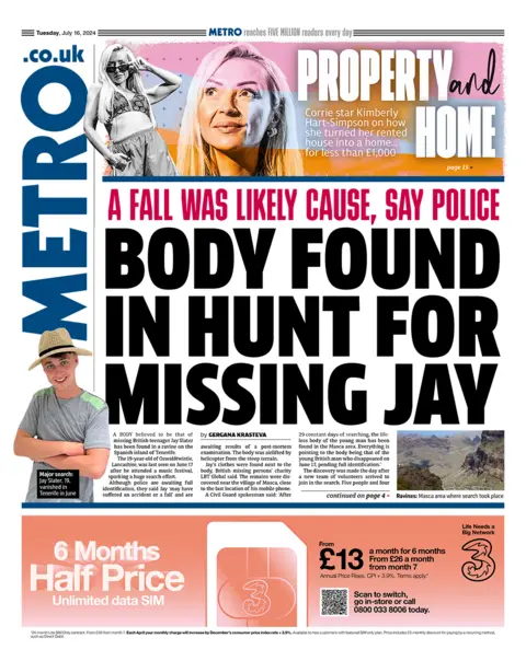  "Body found in hunt for missing Jay". 