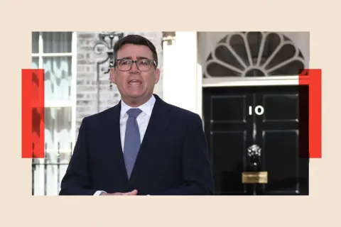 Getty Images Andy Burnham delivers his inaugural speech as the UK's new prime minister