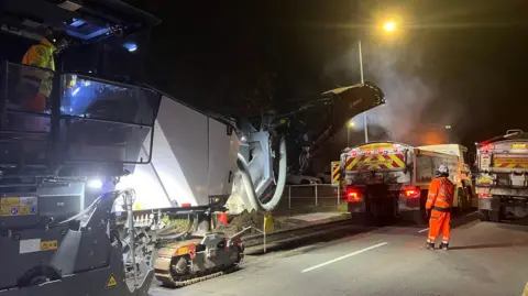 Road resurfacing works taking place overnight on Laindon High Road