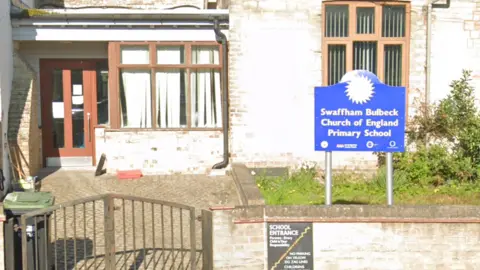 A Google Maps image of the front entrance to the Swaffham Bulbeck Church of England Primary School 