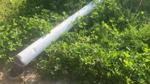 A flag pole that has been cut in Biddenham, Bedfordshire