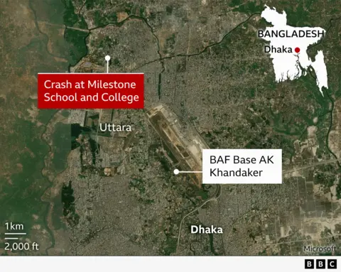 A map showing the airforce base, and where the school is, which is a relatively short distance away.