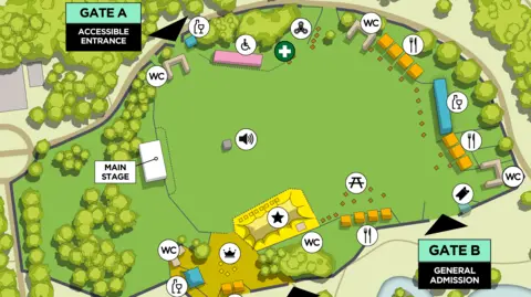 Cuffe & Taylor A visual map of Bedford Park set up for the Summer Sessions. 