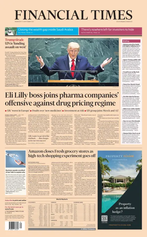 "Eli Lilly boss joins pharma companies' offensive against drug pricing regime" reads the headline on the front page of the Financial Times.