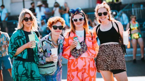 Nadine Ballantyne A group of four young women smile at the camera ahead of the Annie Mac gig on Saturday night