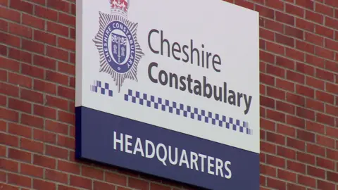 A view of the sign on Cheshire Police's headquarters