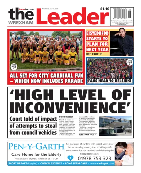 Wrexham Leader Wrexham Leader front page: 'High level of inconvenience'