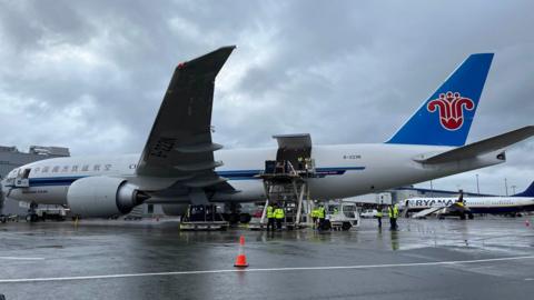 The pandas were loaded on to a China Southern flight at Edinburgh Airport