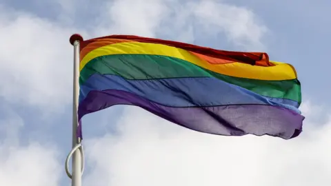 Getty images Pride flag attached to pole