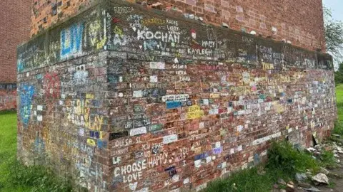 Harry's Wall at Twemlow Viaduct, where fans have left tributes to the singer