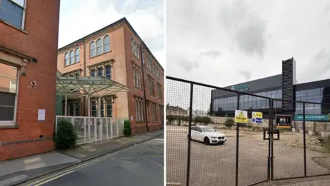 Google/BBC A dual view of Midland House (left) and land near Vaillant Live (right)