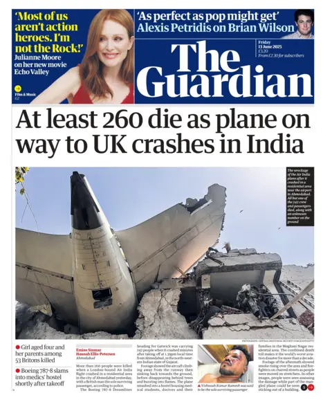  "At least 260 die as plane on way to UK crashes in India". 