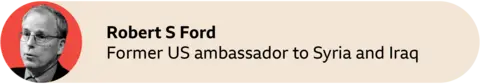 A red circle with a picture of Robert S Ford, former US ambassador to Syria and Iraq