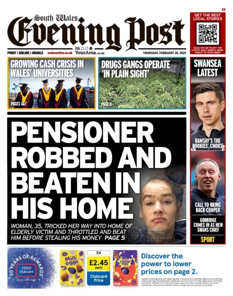 South Wales Evening Post Front page of South Wales Evening Post