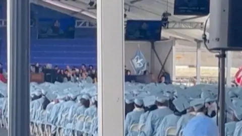 Students booing columbia president claire shipman and chanting “free mahmoud"
