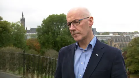 John Swinney was speaking successful  Glasgow arsenic  helium  launched a enactment      leaflet astir  Scottish independence.