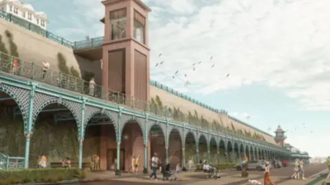Brighton & Hove City Council An artist's impression of how the area would look following the restoration of Madeira Terrace