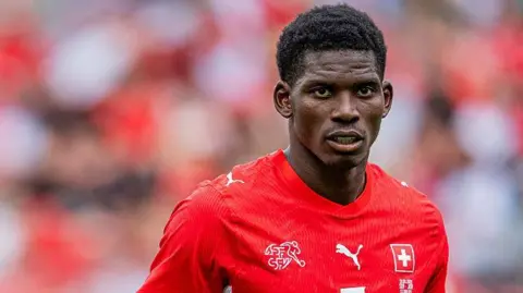 Breel Embolo in action for Switzerland