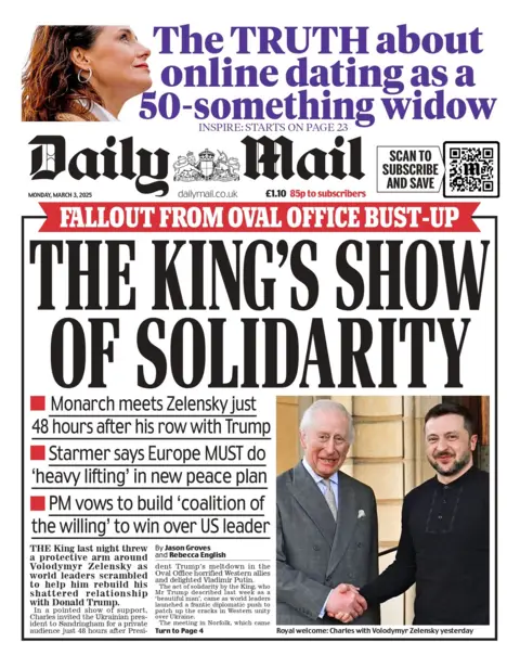 The front page of the Daily Mail. 