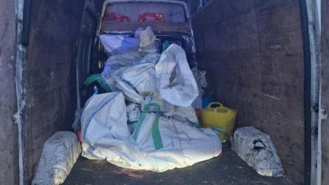 Stolen copper inside a van stopped by police on the M6