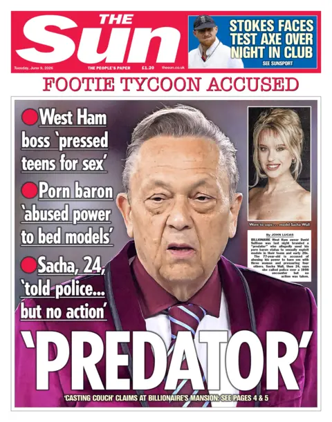 The headline on the front page of the Sun reads: “'Predator'”.