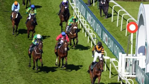 PA Media Patrick Mullins aboard Nick Rockett after winning the Randox Grand National on day three of the Randox Grand National Festival at Aintree Racecourse, Liverpool.