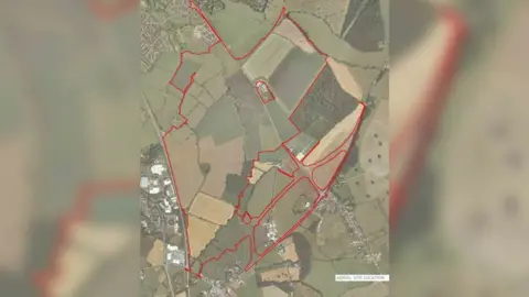 BBC Map of the site southeast of Trowbridge