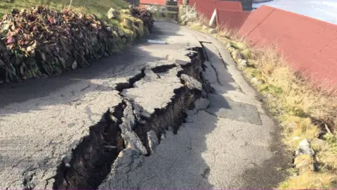 KATIE NOON Crack on path on South Cliff in Scarborough