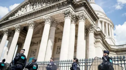 AFP French police officers walk in Panthéon in Paris