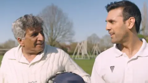 Crawley Film Initiative / Carers Support A still from the film One in Six of an uncle and nephew bonding over cricket