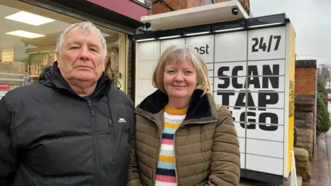 Steve Westby and Christine Smith stood on Main Road, Radcliffe-on-Trent.