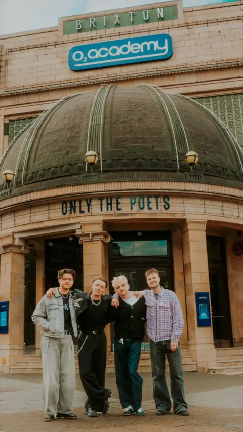 Reading's Only the Poets stood outside the O2 Brixton Academy in London
