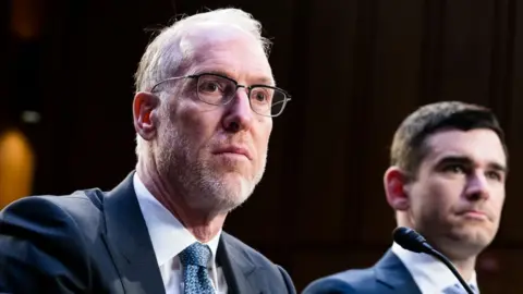 Getty Images Joe Berchtold (left), CEO of Live Nation Entertainment, testified before the US Senate today