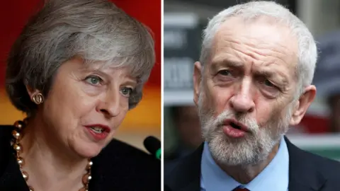 PA Theresa May and Labour leader Jeremy Corbyn