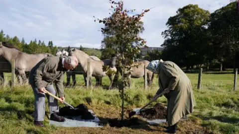 Getty Images Prince Charles and the Queen planting a tree