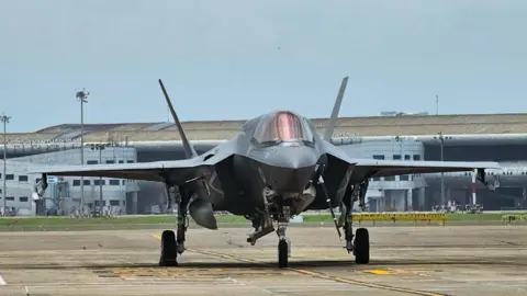 The F-35B at Thiruvananthapuram airport in Kerala