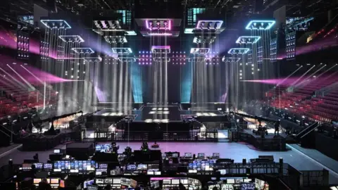 EPA The final staging set up for Eurovision