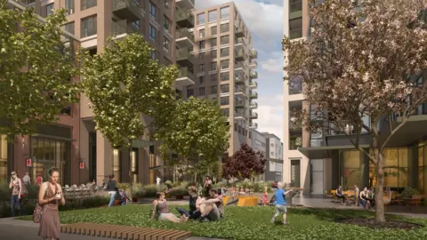 EcoWorld London Computerised image of the proposed EcoWorld London development in Woking